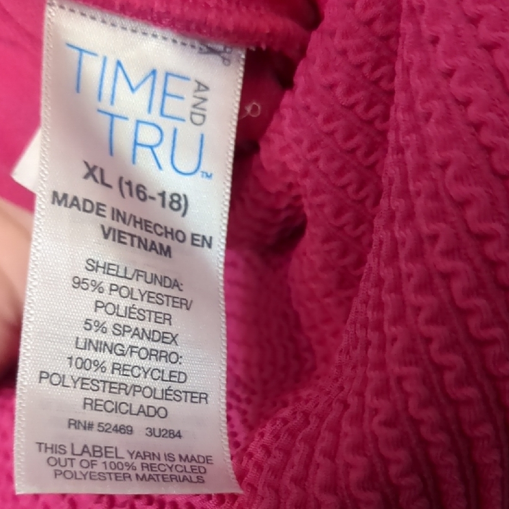 Time and Tru Hot Pink One-Piece Swimsuit - Picture 2 of 3